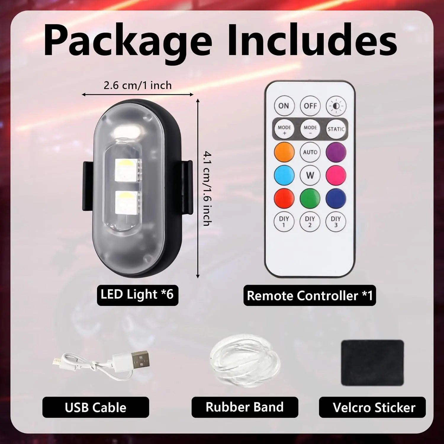 RGB LED Warning Lights for Motorcycles - Wireless Attention-Inducing Lights for Nighttime Camping, Cycling, and Running