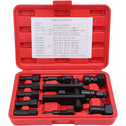 GJANSH 10-Piece Inner Bearing Puller Set for Motorcycles and Cars, 8-25 mm Wheel Bearing Extractor