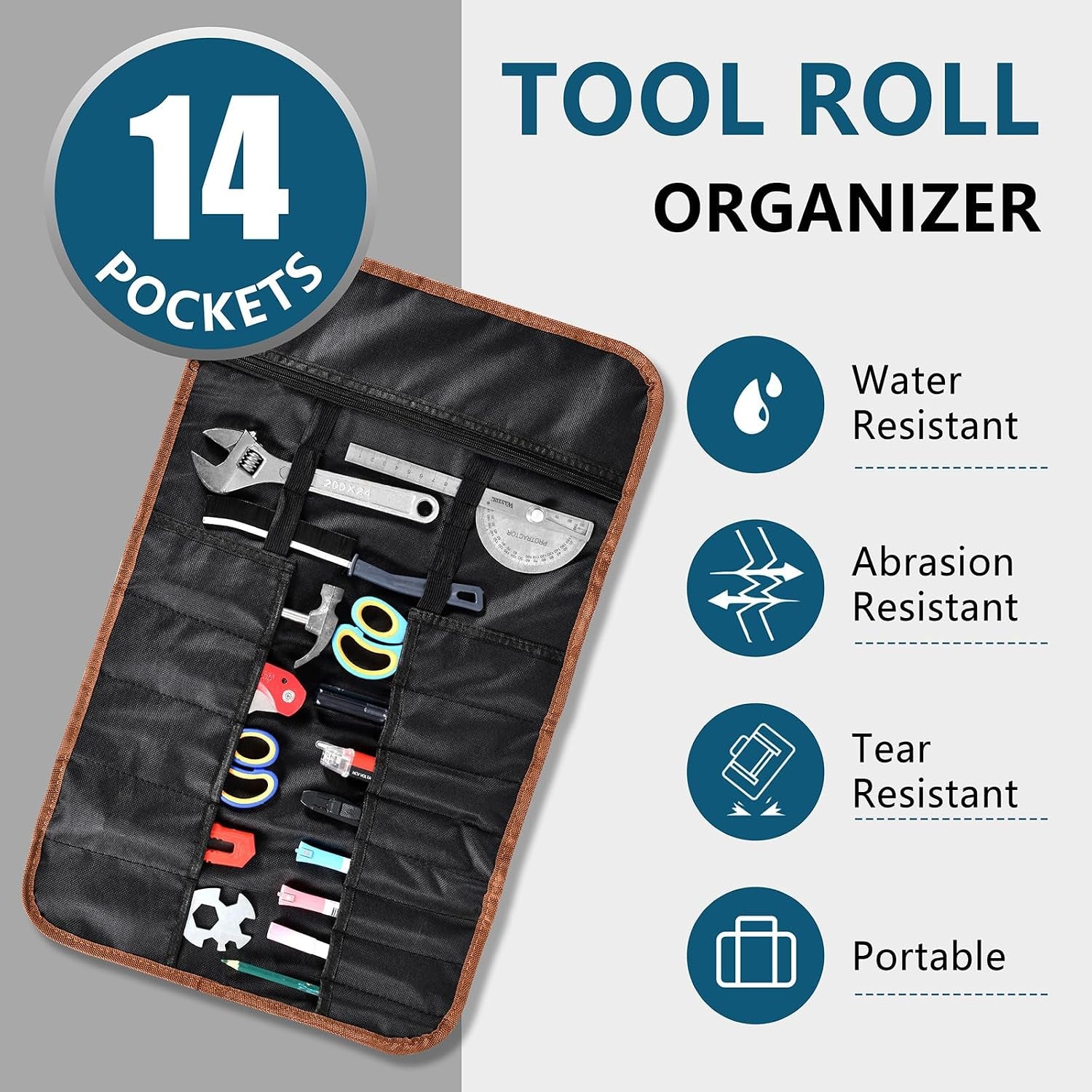 Roll up Tool Bag - 22 Tool Pouches