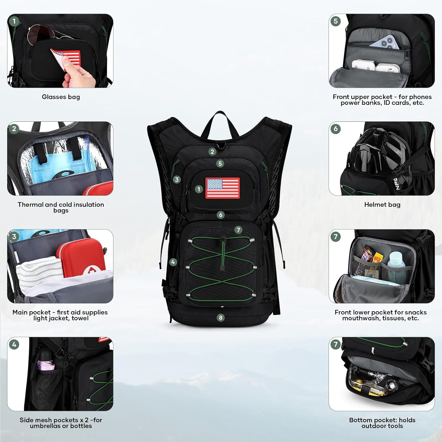 Hydration Hiking Backpack with 2L/3L Water Bladder