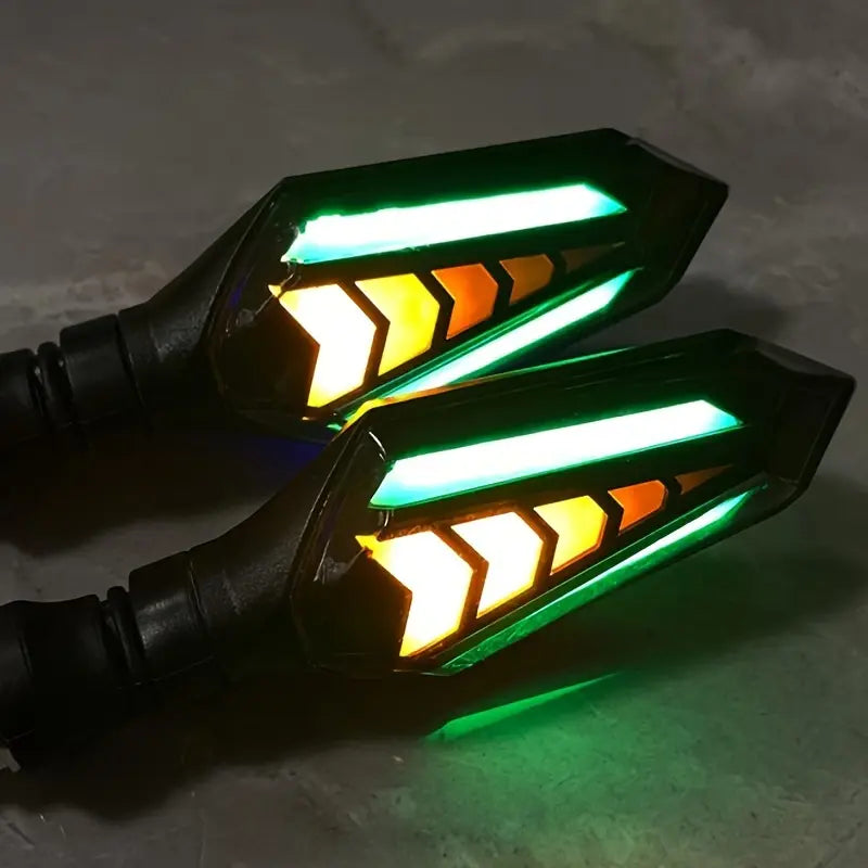 Motorcycle LED Light Set with Flowing Light Effect, ABS Material, Road Legal, Compliant with CA Prop 65, Motorcycle Accessories
