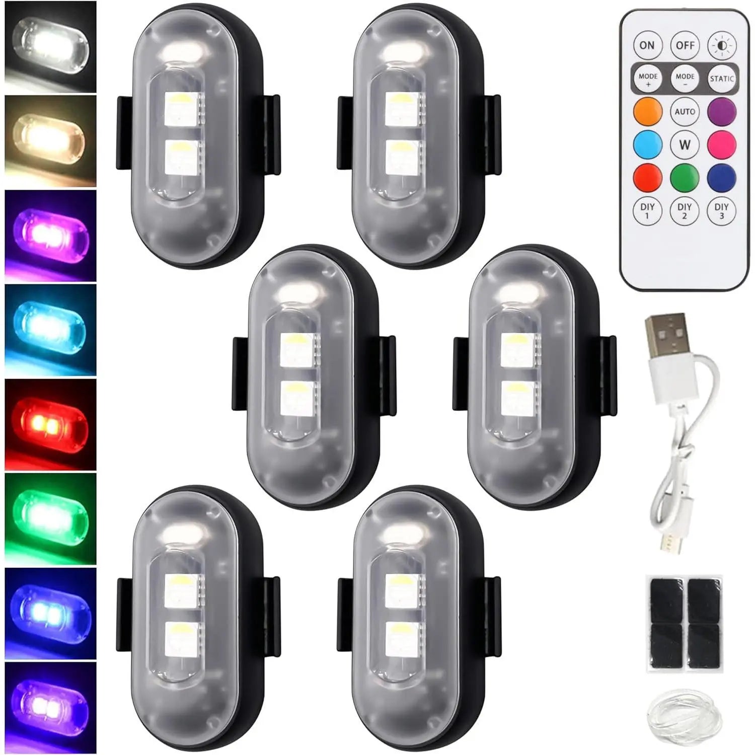 RGB LED Warning Lights for Motorcycles - Wireless Attention-Inducing Lights for Nighttime Camping, Cycling, and Running