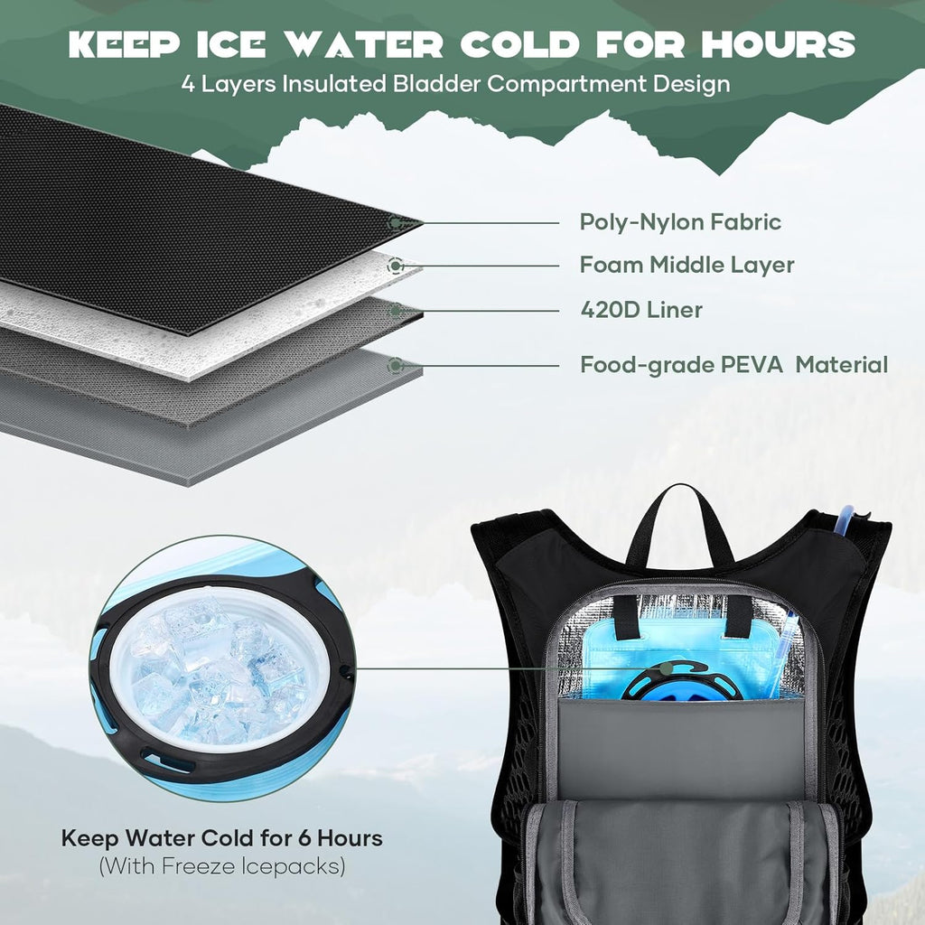 Hydration Hiking Backpack with 2L/3L Water Bladder