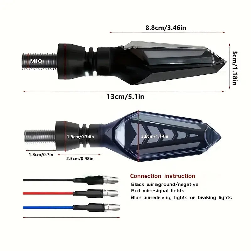 Motorcycle LED Light Set with Flowing Light Effect, ABS Material, Road Legal, Compliant with CA Prop 65, Motorcycle Accessories