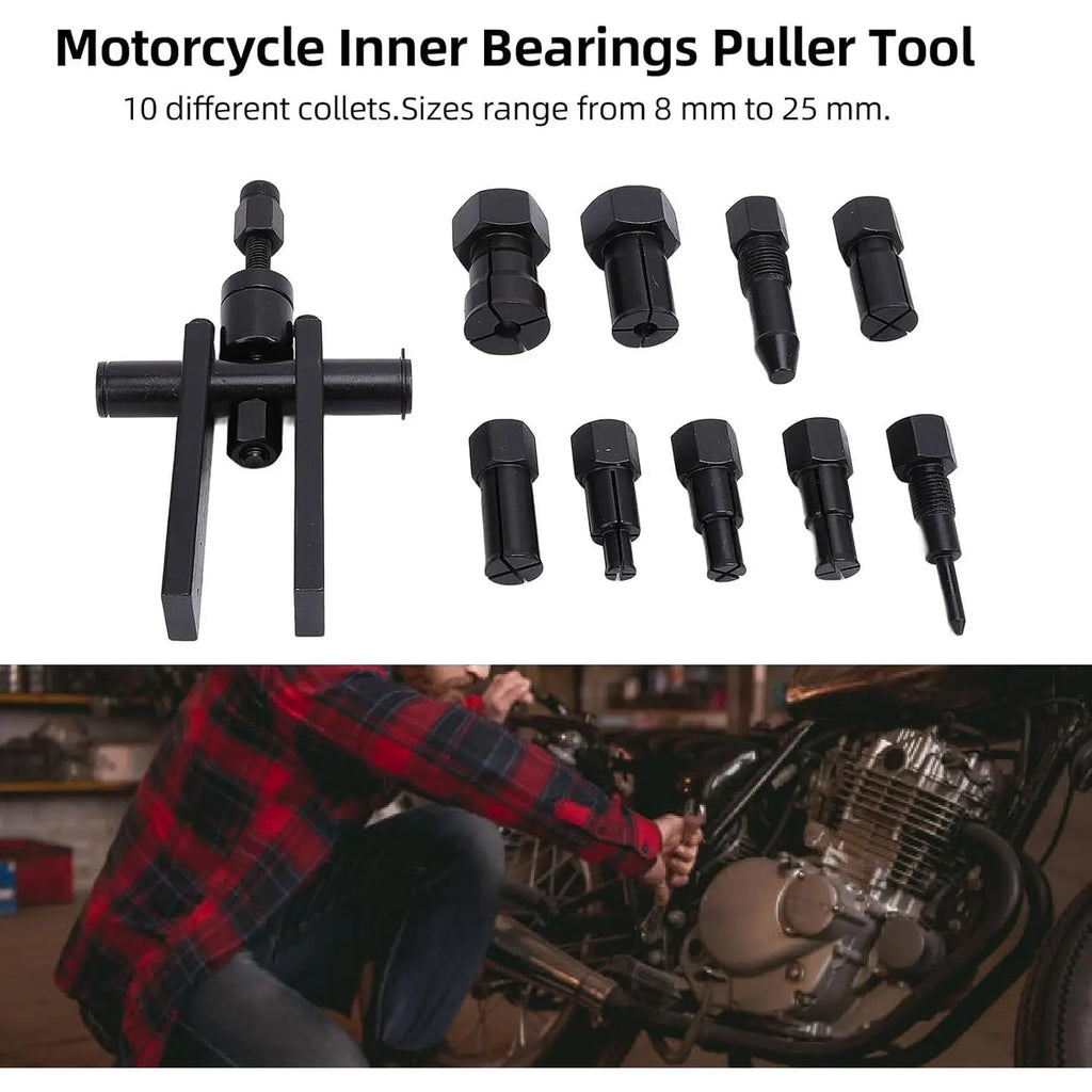 GJANSH 10-Piece Inner Bearing Puller Set for Motorcycles and Cars, 8-25 mm Wheel Bearing Extractor