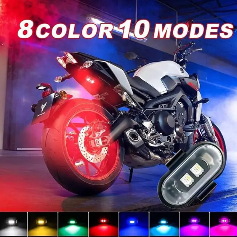 RGB LED Warning Lights for Motorcycles - Wireless Attention-Inducing Lights for Nighttime Camping, Cycling, and Running