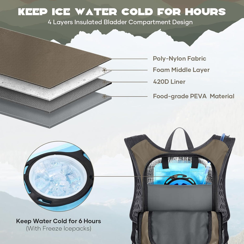 Hydration Hiking Backpack with 2L/3L Water Bladder