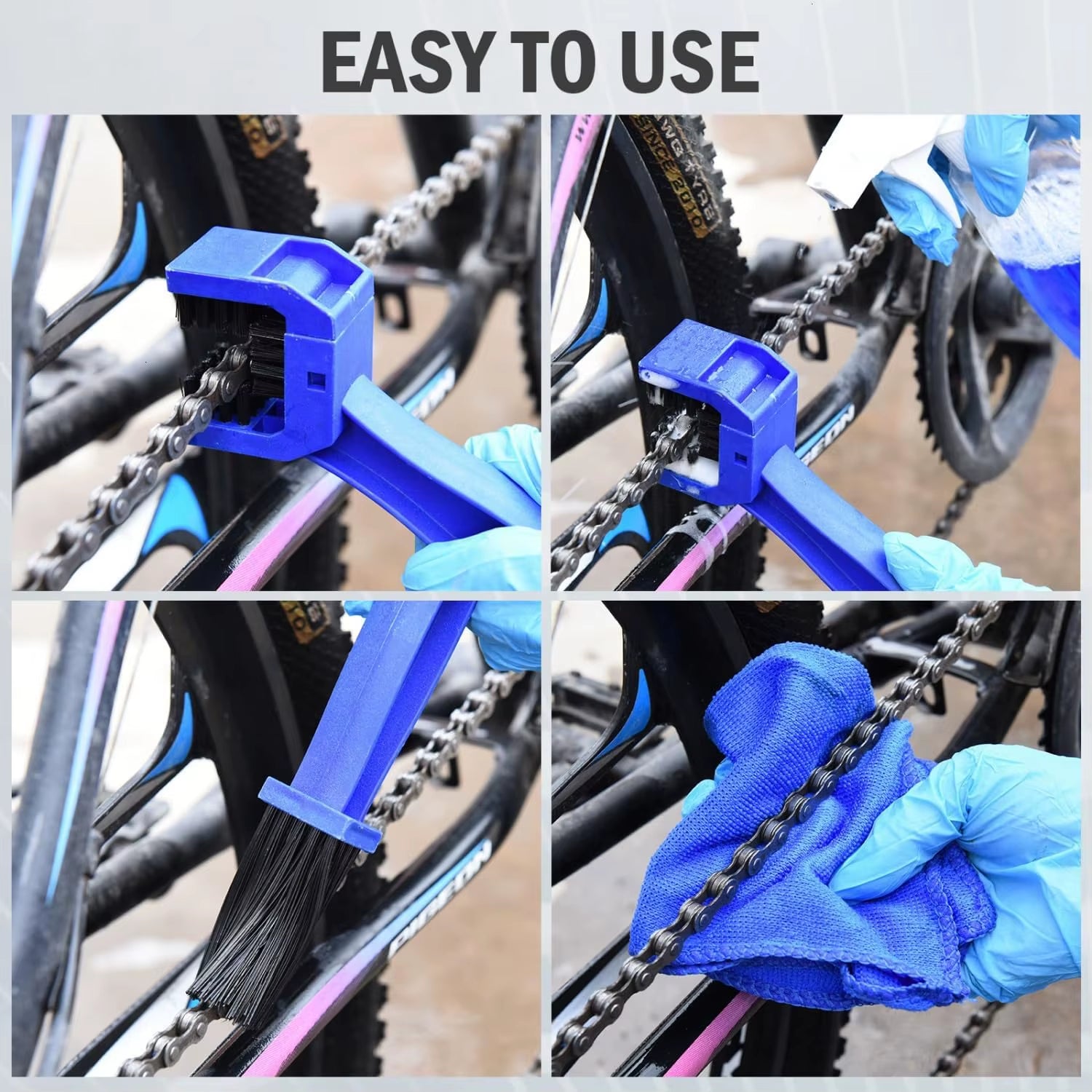 Portable Motorcycle and Bicycle Chain Cleaning Tool for Maintenance