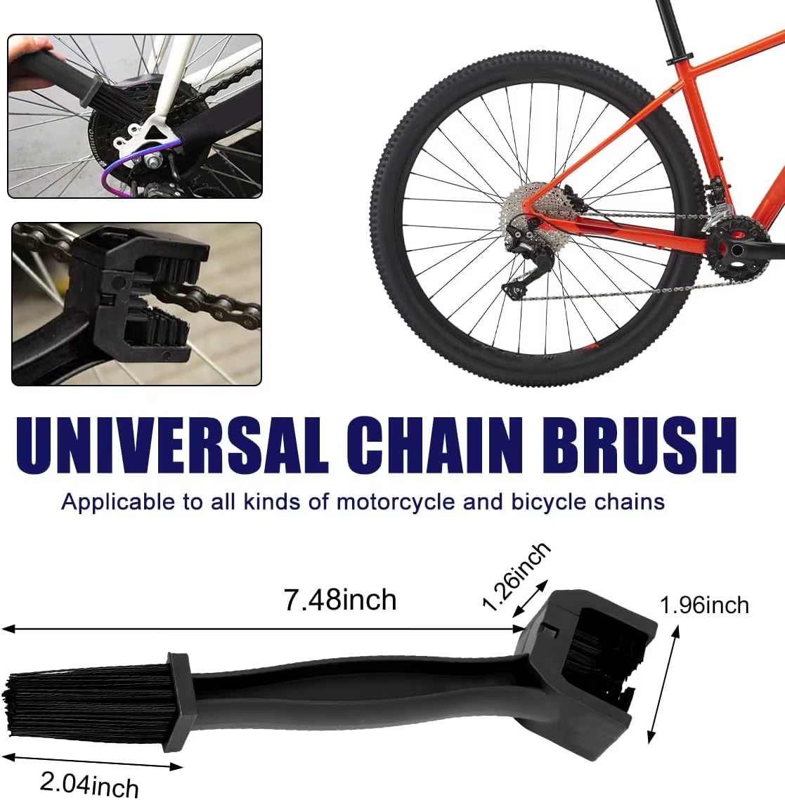 Portable Motorcycle and Bicycle Chain Cleaning Tool for Maintenance